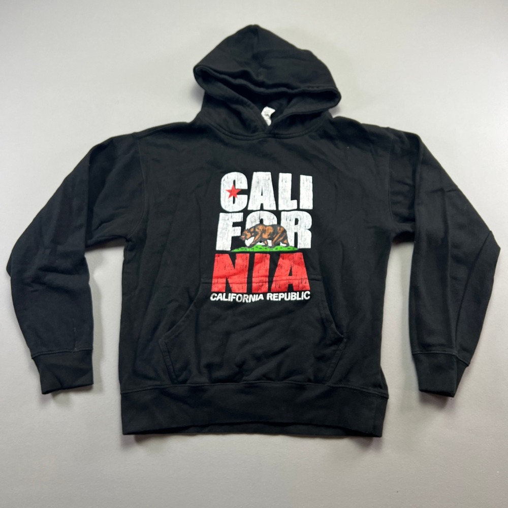 Smart Blanks Pullover Hoodie Youth Large Black California Republic Bear Graphic
